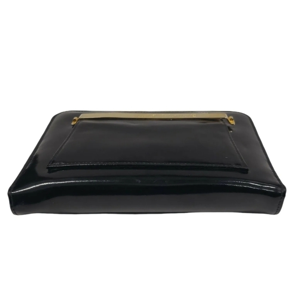 KARL LAGERFELD black patent leather zip around agenda day planner case‎ VTG RARE - Picture 5 of 8
